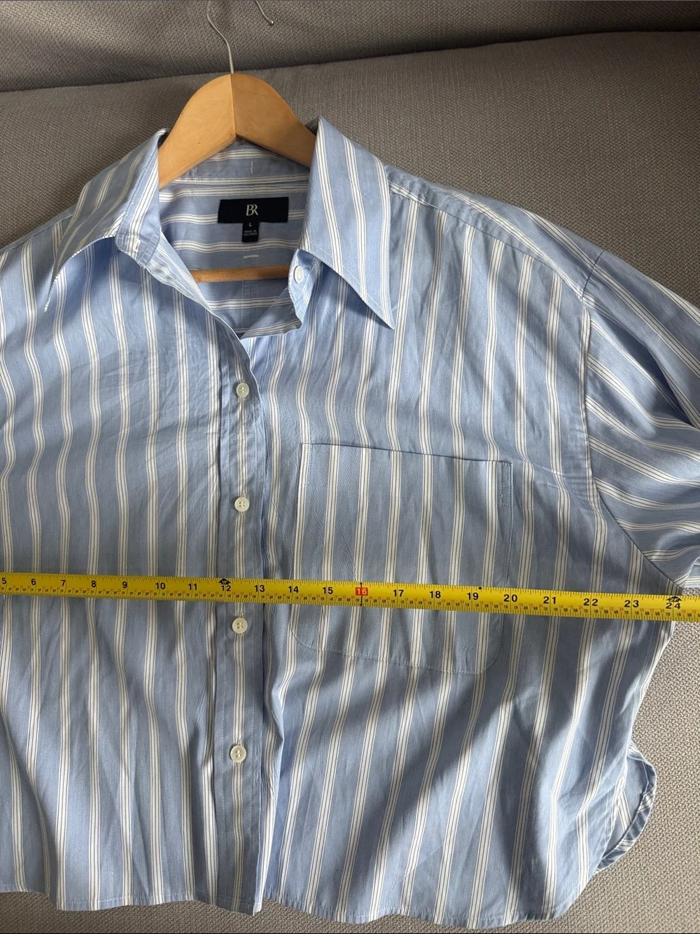 Banana Republic Light Blue & White Striped Boxy Crop Button-Down Shirt